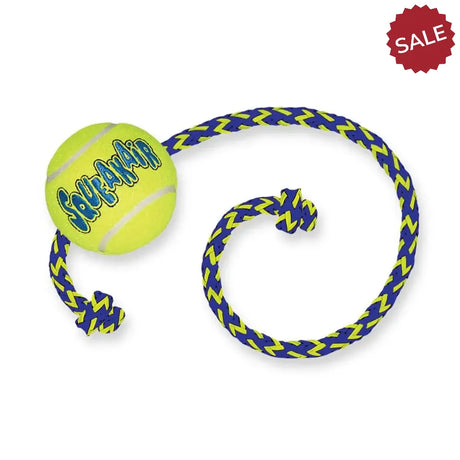 Kong Squeakair Ball With Rope Medium Dog Toys
