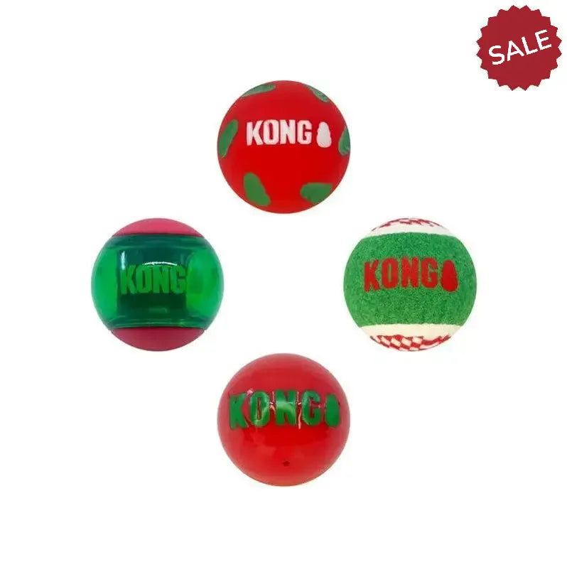 Kong Xmas Occasions Balls 4 Pack Medium Dog Toys