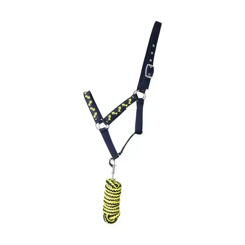 Lancelot Head Collar & Lead Rope by Little Knight Navy/Yellow Cob Headcollar Sets