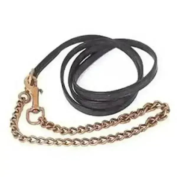 Leather Lead Rein Brass Chain 1/2 inch Heritage English Leather Havana Leather Leading Reins