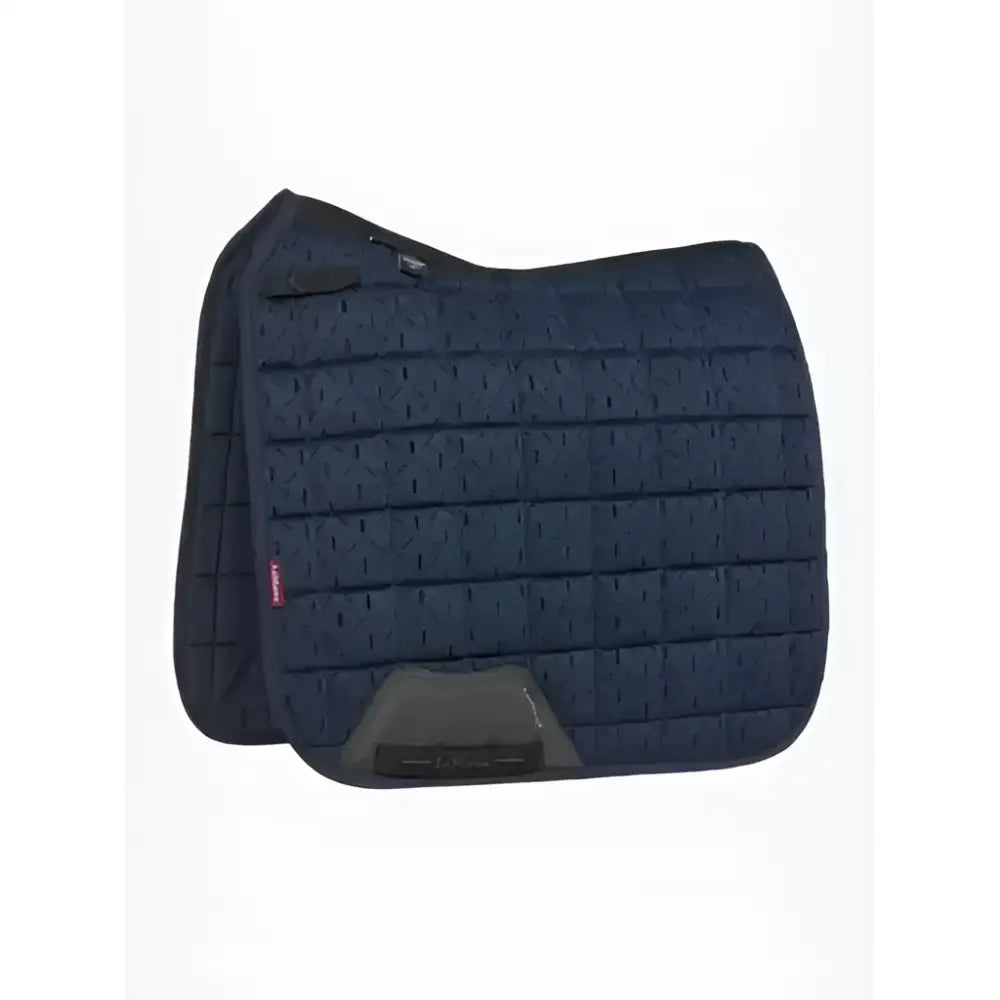Navy blue quilted lemieux 3d mesh dressage square navy saddle pad with dark gray panel for maximum airflow