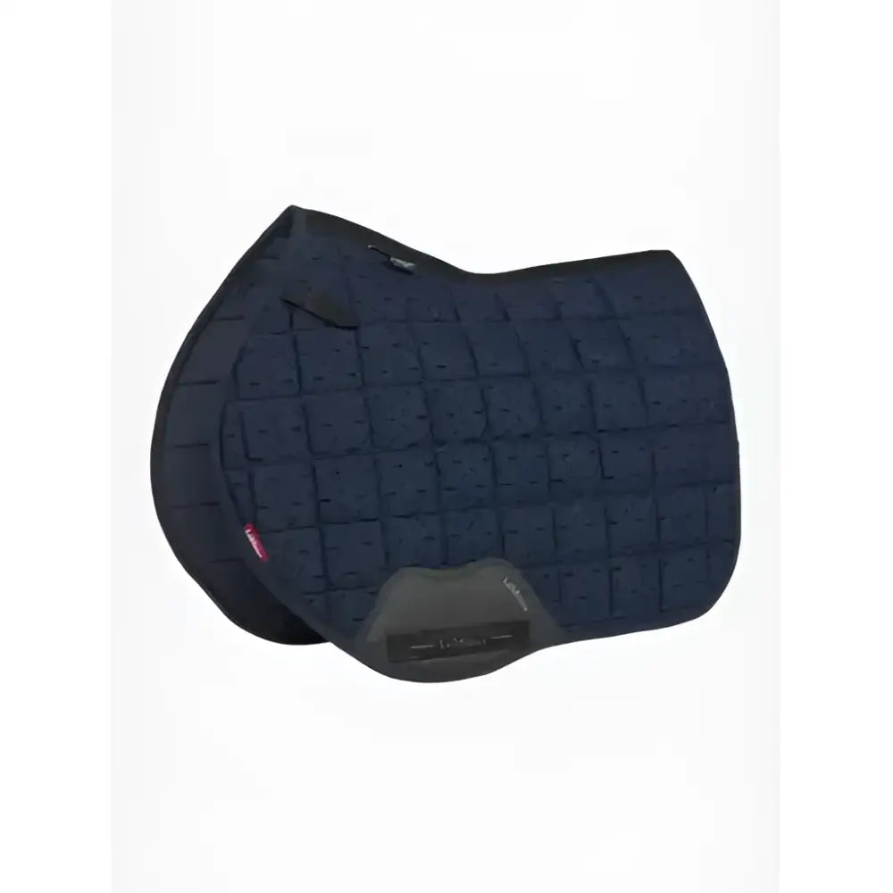 Navy blue lemieux 3d mesh eurojump square navy quilted saddle pad with maximum airflow and black plastic buckle