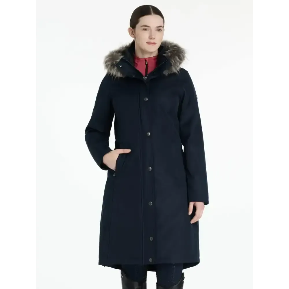 Lemieux Anya Waterproof Riding Coat Navy Navy UK 6 Outdoor Coats