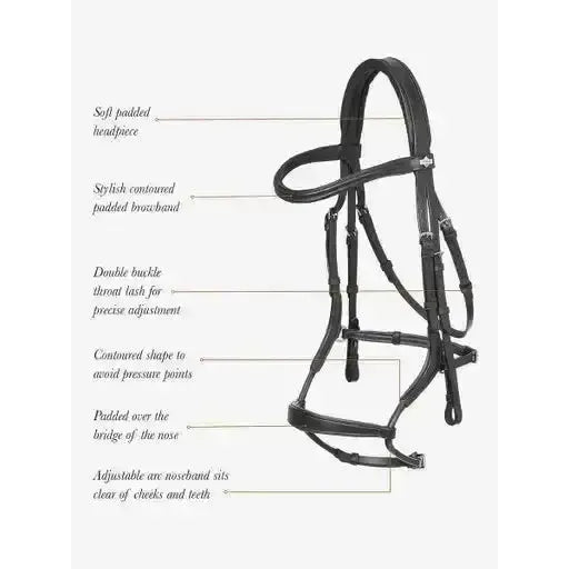 LeMieux Arika Adjustable Anatomic Noseband Bridle Black/Silver Pony Black/Silver Bridles