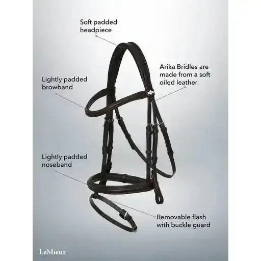 LeMieux Arika Flash Bridle Black/Silver Pony Black/Silver Flash Bridles