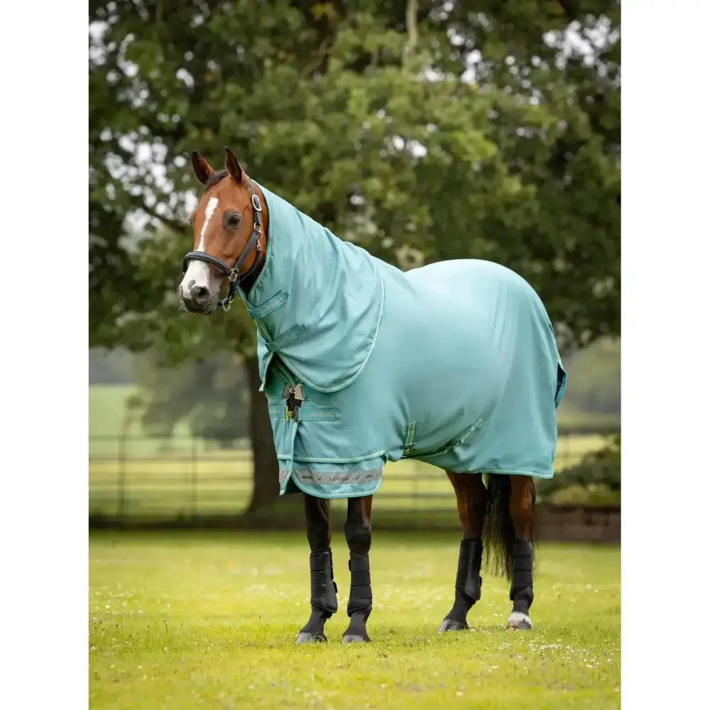Teal lemieux arika ripstop 50g turnout rug lagoon with reflective strip for horse protection and comfort