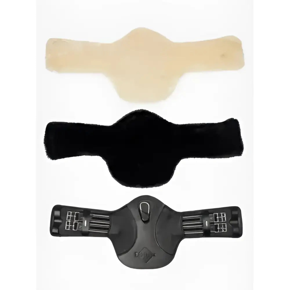 Black synthetic leather lemieux arika simuwool contoured short stud saddle pad with textured grip and central d-ring