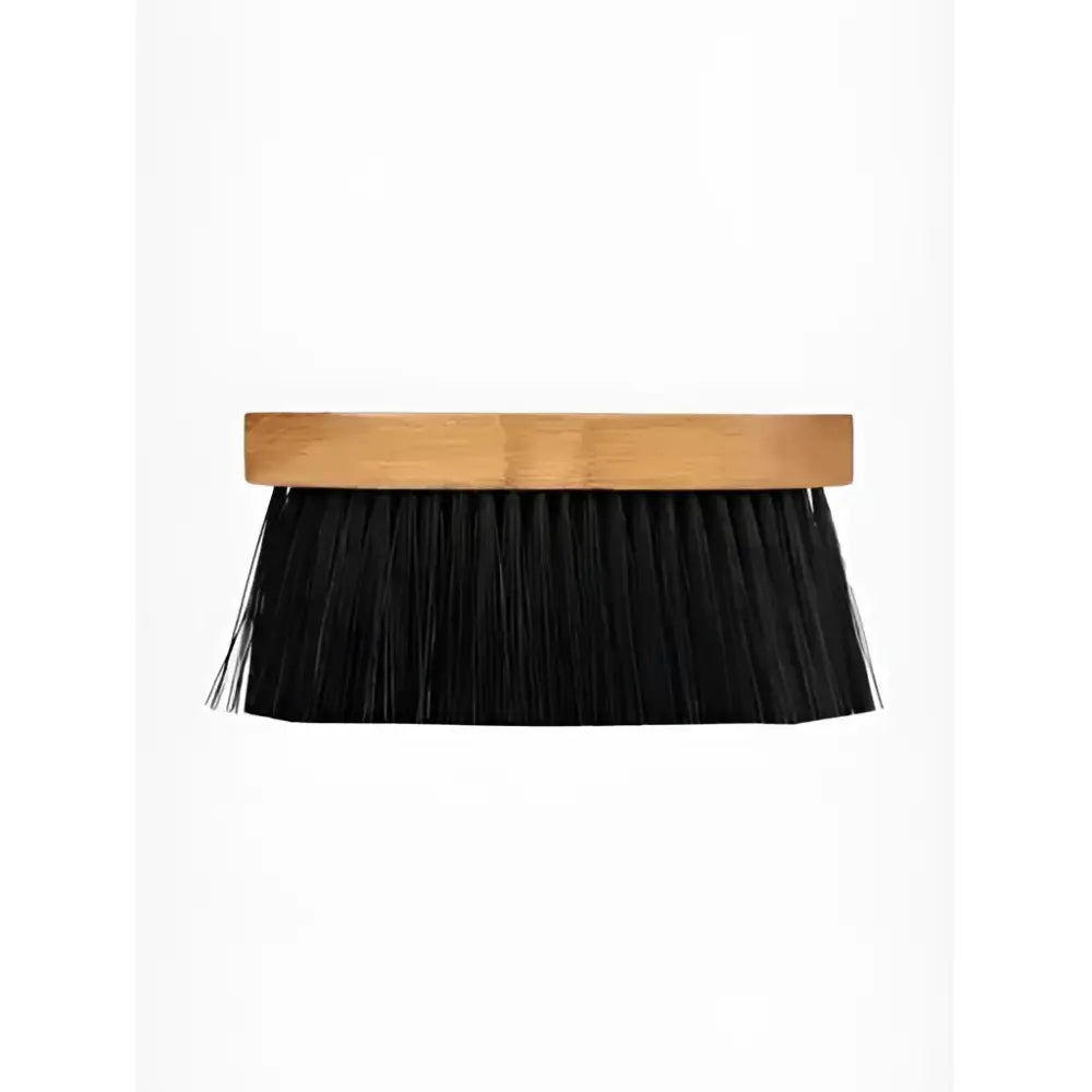 Black bristle lemieux artisan flick brush with wooden crafted handle featuring special grooves in brown color