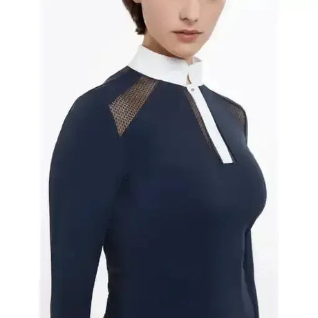 LeMieux Camille Long Sleeve Show Shirt Navy UK 6 Navy Show Shirts