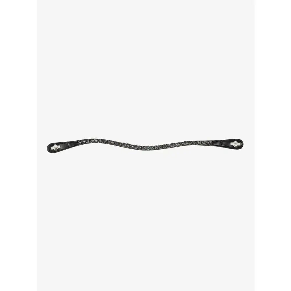 Black leather lemieux classic browband with swarovski crystals and silver buckles perfect for riding gear