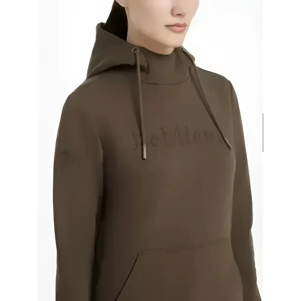 Dark olive green lemieux classique hoodie alpine with hood and subtle embroidered logo on the chest