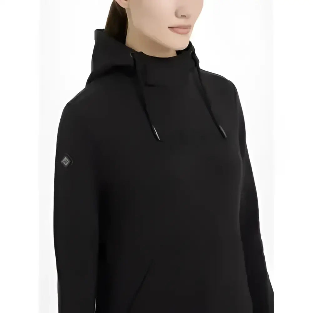 Black lemieux classique hoodie with a subtle diamond-shaped logo on the left sleeve perfect for casual wear