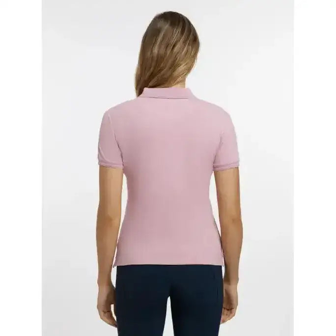 A soft pink lemieux classique polo shirt blossom with short sleeves, classic collar, and ribbed cuffs