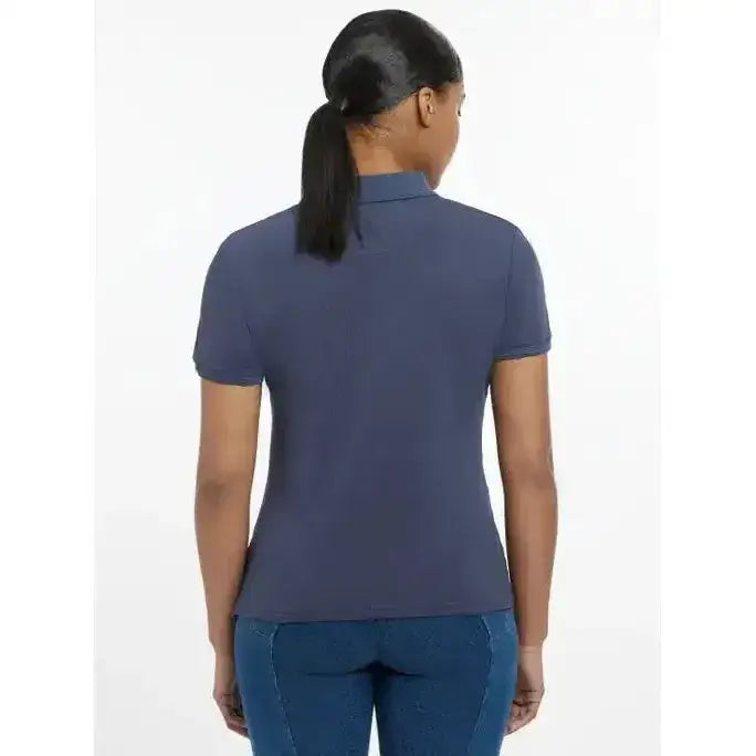 Navy blue lemieux classique polo shirt dusk blue with classic collar and ribbed cuffs perfect for casual wear