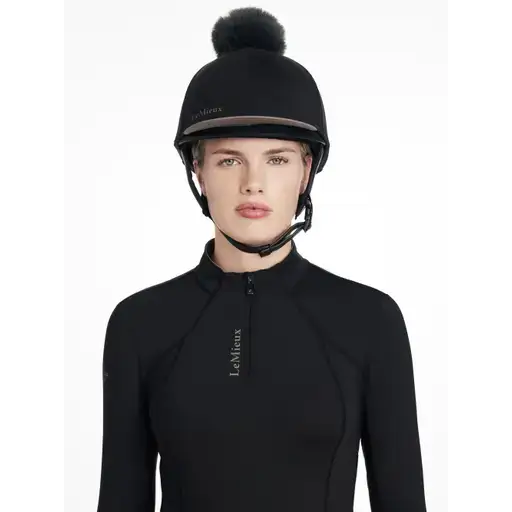 LeMieux Classique Pom Hat Silk Black Black One Size Hat Silks