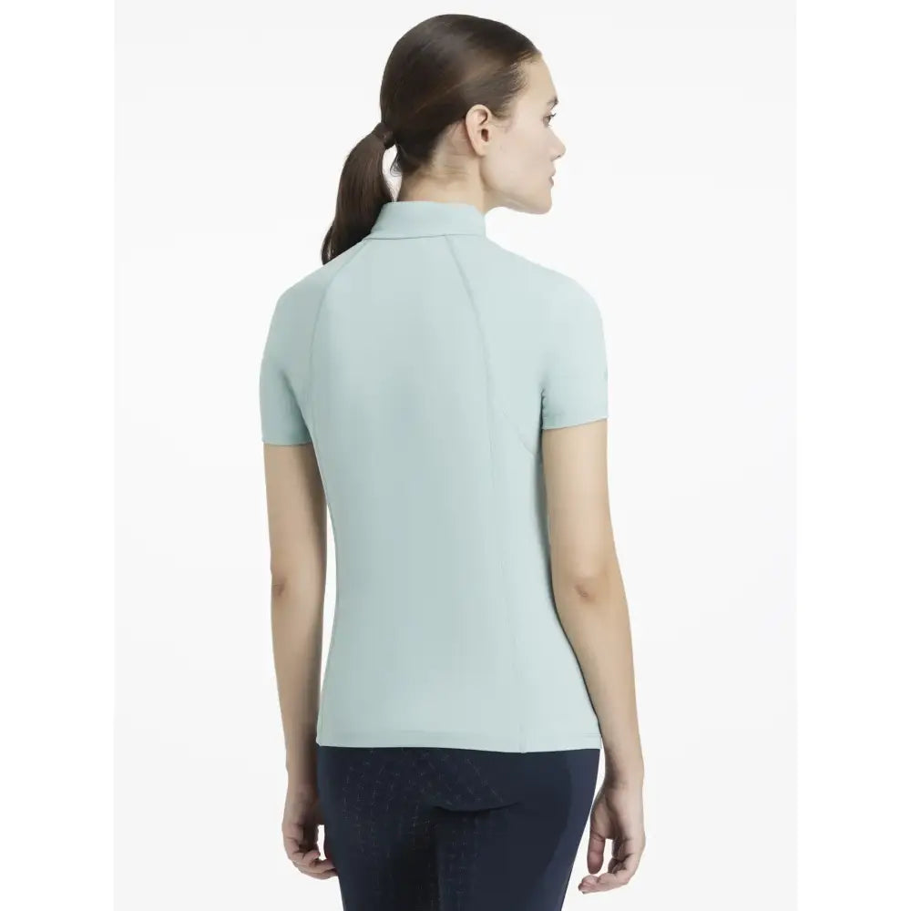 Light blue lemieux classique short sleeve classic polo shirt aqua base layer with collar for layering or casual wear