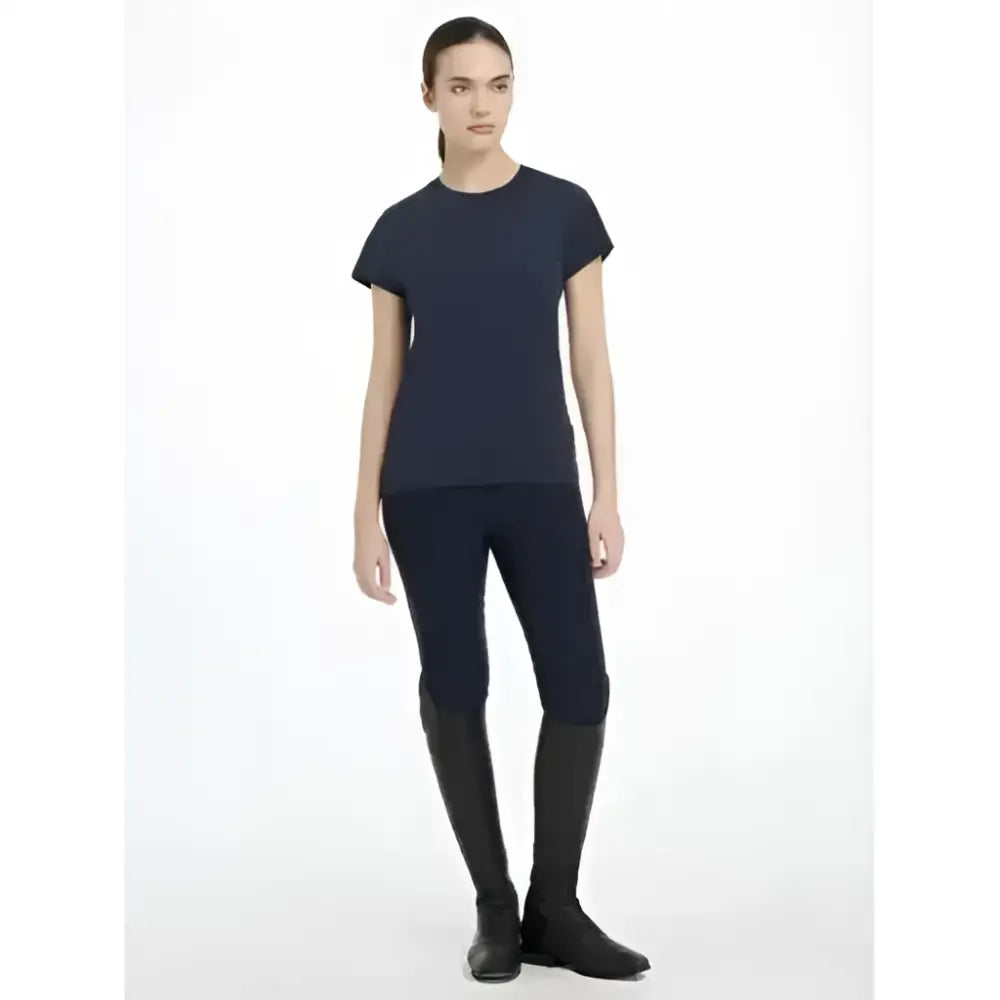 A sleek navy blue lemieux classique t-shirt with short sleeves and crew neck perfect for equestrian style