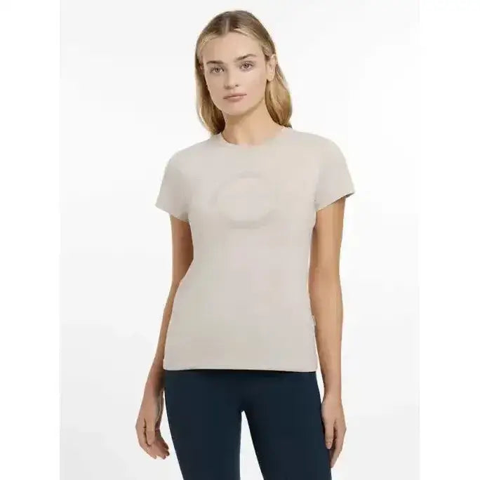 Lemieux classique short-sleeved classique t-shirt in stone with a subtle textured knit perfect for equestrian looks