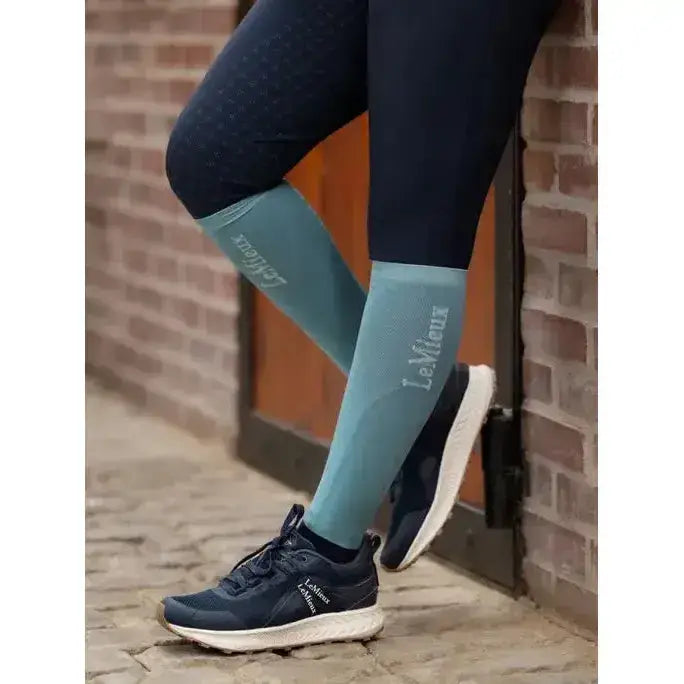 Teal and navy blue lemieux competition socks 2 pack lagoon with subtle textured pattern perfect for competition use