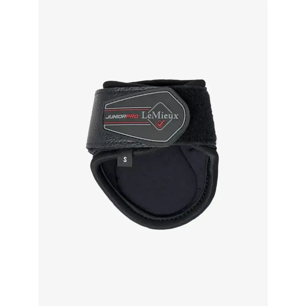 Black lemieux compliant junior pro fetlock boots with padded interior and adjustable strap for secure fit