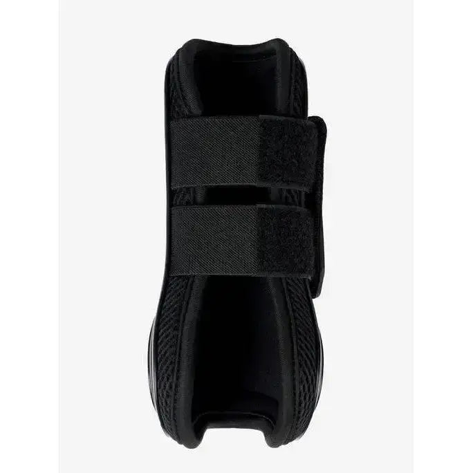 Black mesh lemieux derby projump tendon boot with two adjustable velcro straps for secure fit