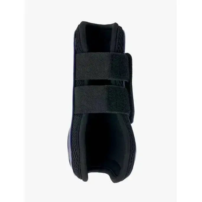 Black lemieux derby projump tendon boot with navy mesh and velcro straps for secure hoof protection