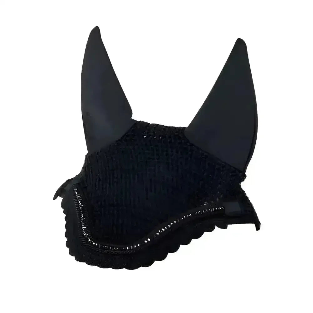 LeMieux Diamante Acoustic Fly Hoods Black Black Medium Horse Ear Bonnets