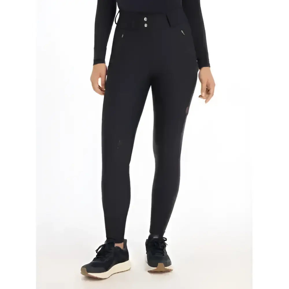 Lemieux drytex waterproof breeches knee grip navy with sleek black design and breathable perforations for riding comfort