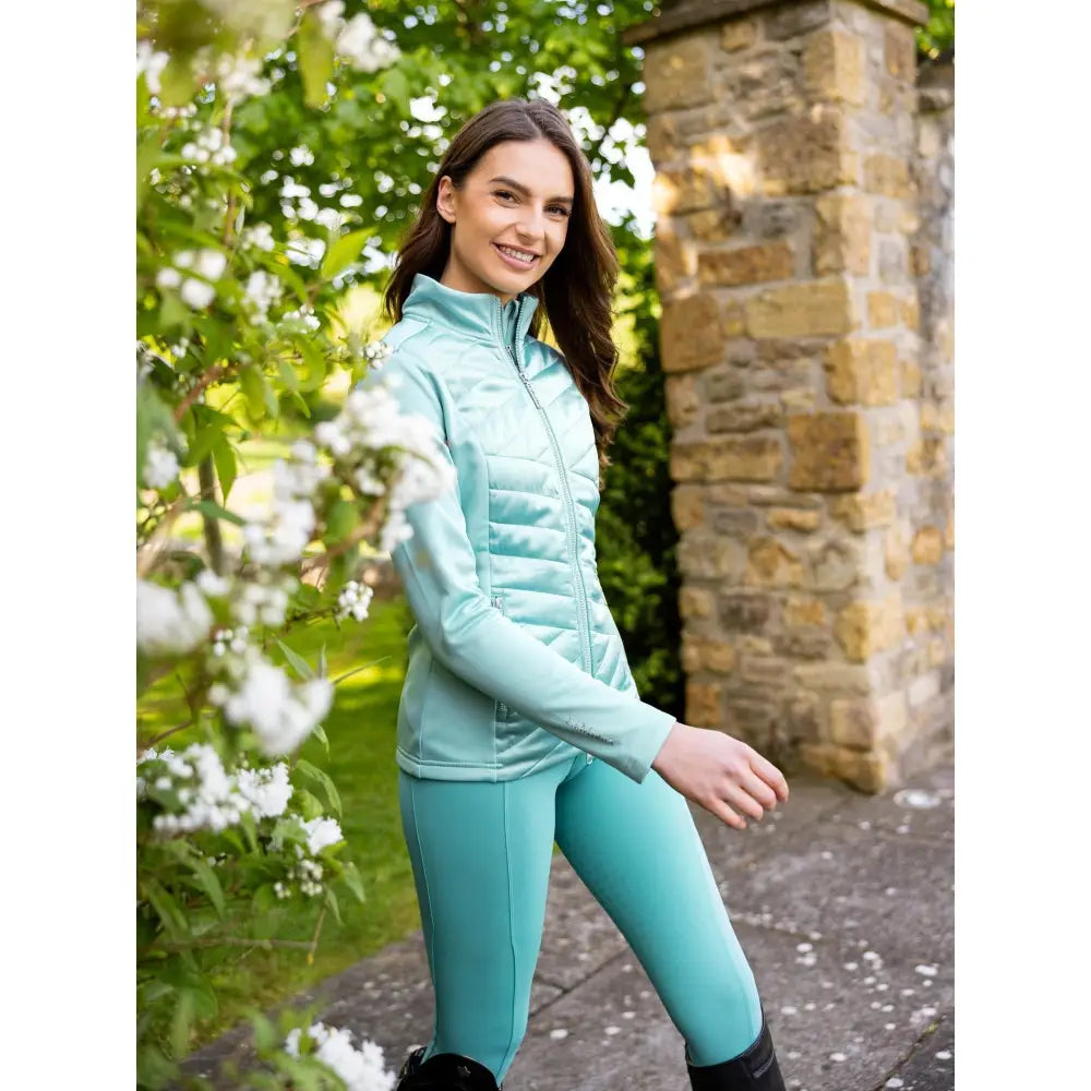 Mint green quilted lemieux dynamique jacket aqua with zip-up front perfect for casual outdoor use