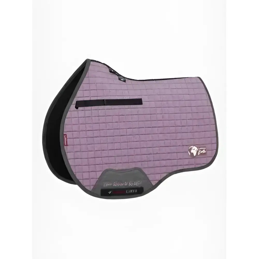 Purple quilted lemieux earth purpose saddle pad with black trim and front pocket in square thistle color