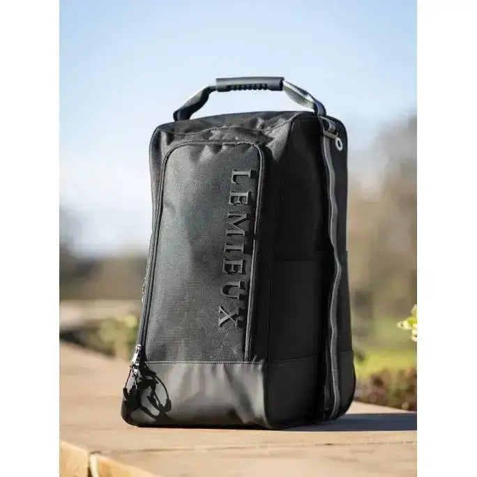 Black lemieux elite wellington boot bag with textured fabric finish and reinforced stitching for boot storage