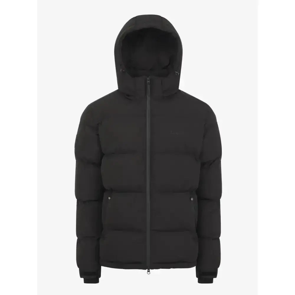 Black lemieux elite young mens puffer jacket with hood and front zipper perfect for cold weather wear