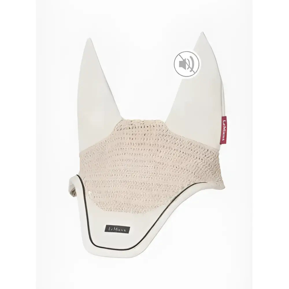 Cream lemieux finesse acoustic fly hood stone with textured mesh panel, black trim, and lemieux brand label