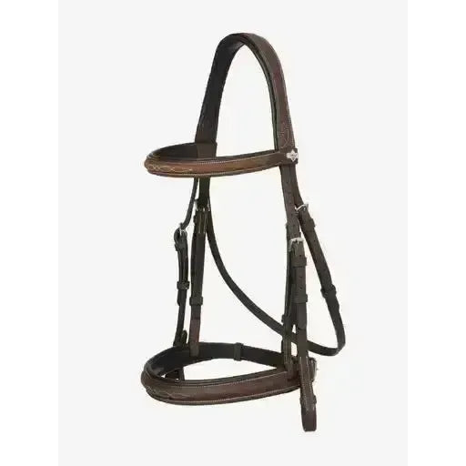 LeMieux Flat Hunter Bridle with Laced Reins Havana/Silver Havana/Silver Pony Cavesson Bridle