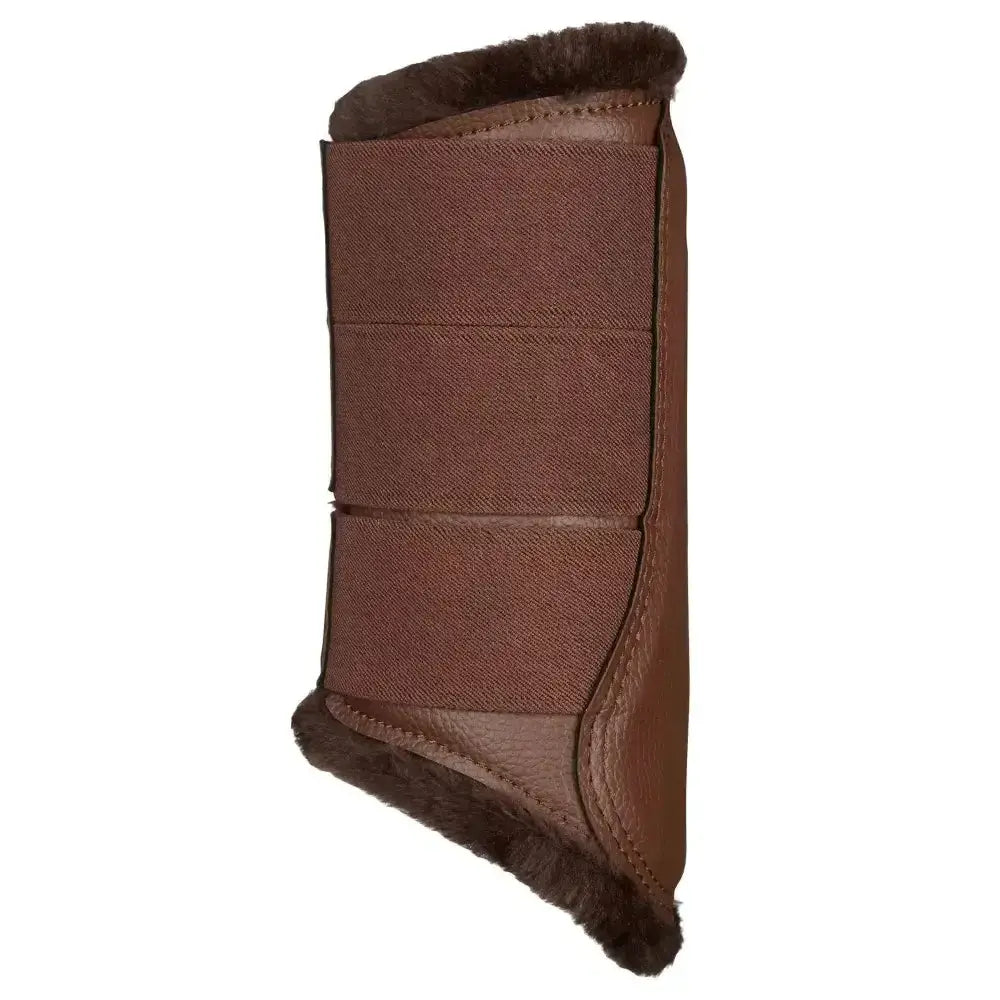 Brown leather lemieux fleece lined brushing boots with plush fur lining and elasticated panels for a beautifully fitting boot