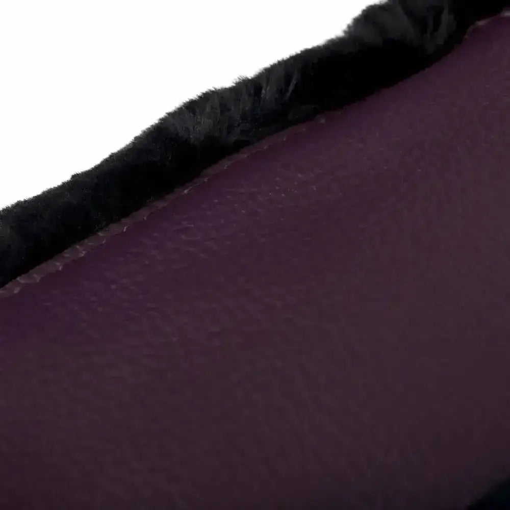 Purple leather lemieux fleece lined brushing boots with black fur trim perfect for brushing boots fig care