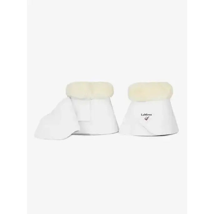 White lemieux fleece wrapround reach boots white with cream fleece lining and faux leather overreach boots design