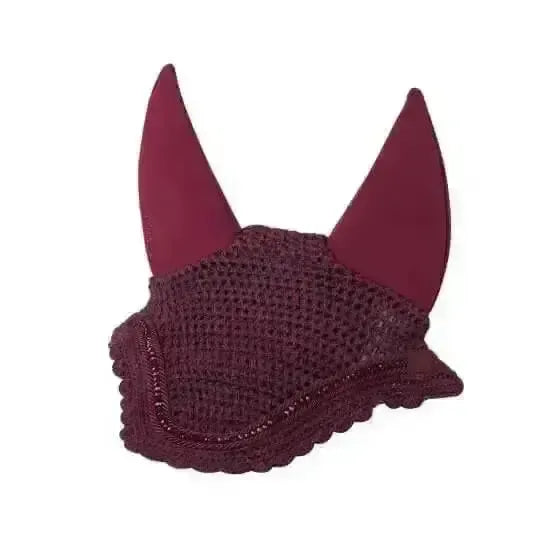 LeMieux Fly Hoods Diamante Acoustic Fly Hood Burgundy Burgundy Medium Horse Ear Bonnets
