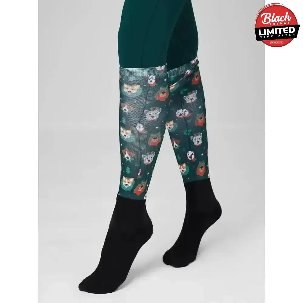 LeMieux Footsie Socks Christmas Dogs Junior Riding Socks