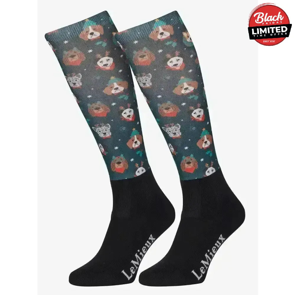 LeMieux Footsie Socks Christmas Dogs Junior Riding Socks