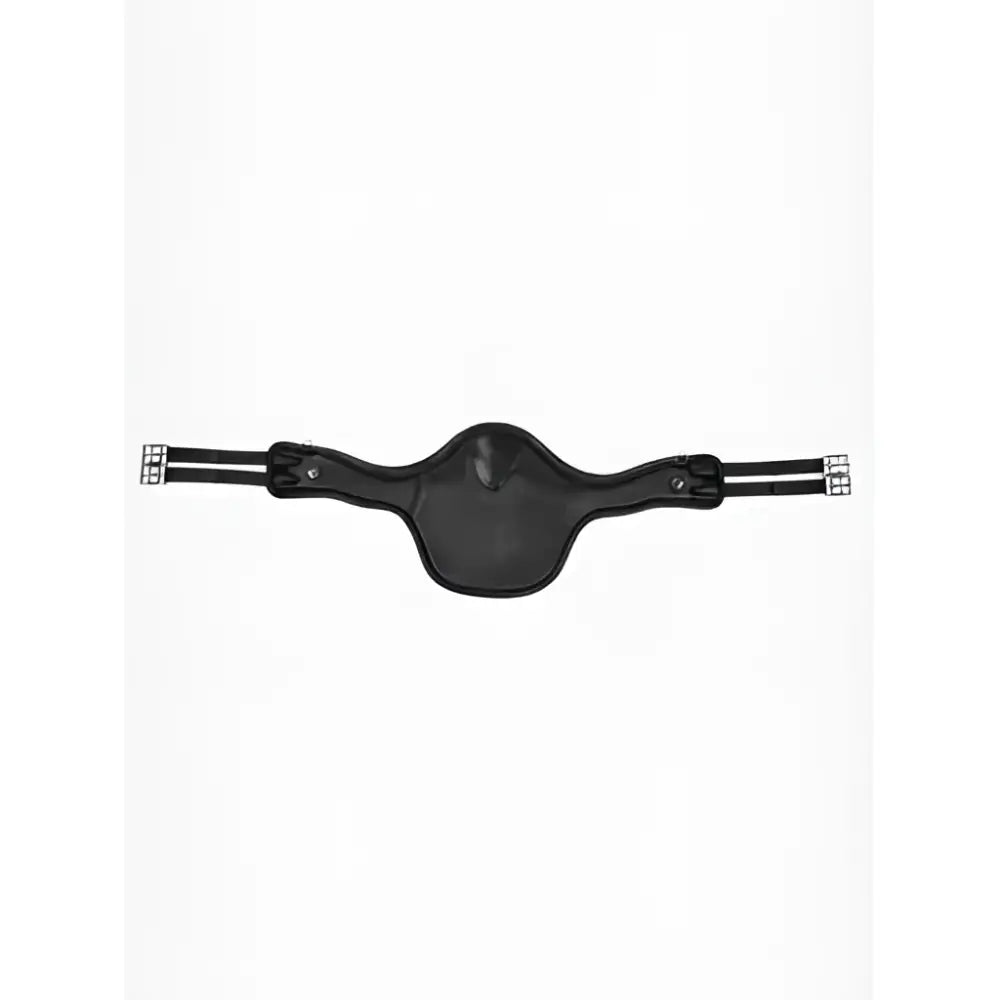 Black leather lemieux gel-tek anatomic long stud girth with silver buckles and straps for high performance riding