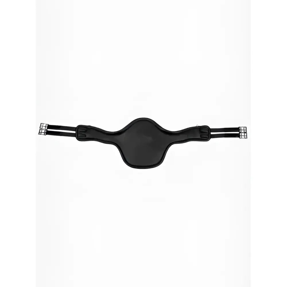 Black leather gel-tek anatomic long girth with silver metal buckles for anatomic high performance use