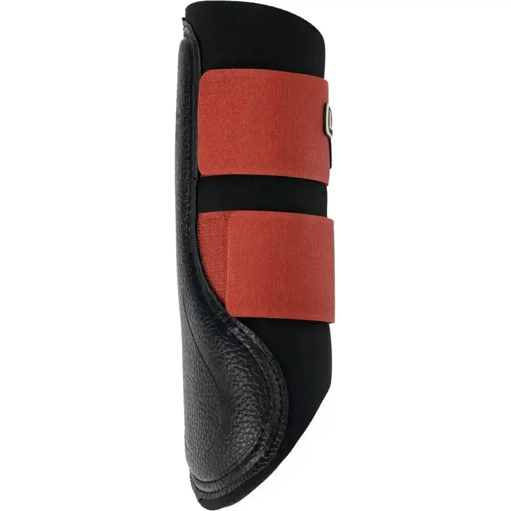 Black leather lemieux grafter boot sienna with two orange elastic straps and silver buckle, a hard working boot