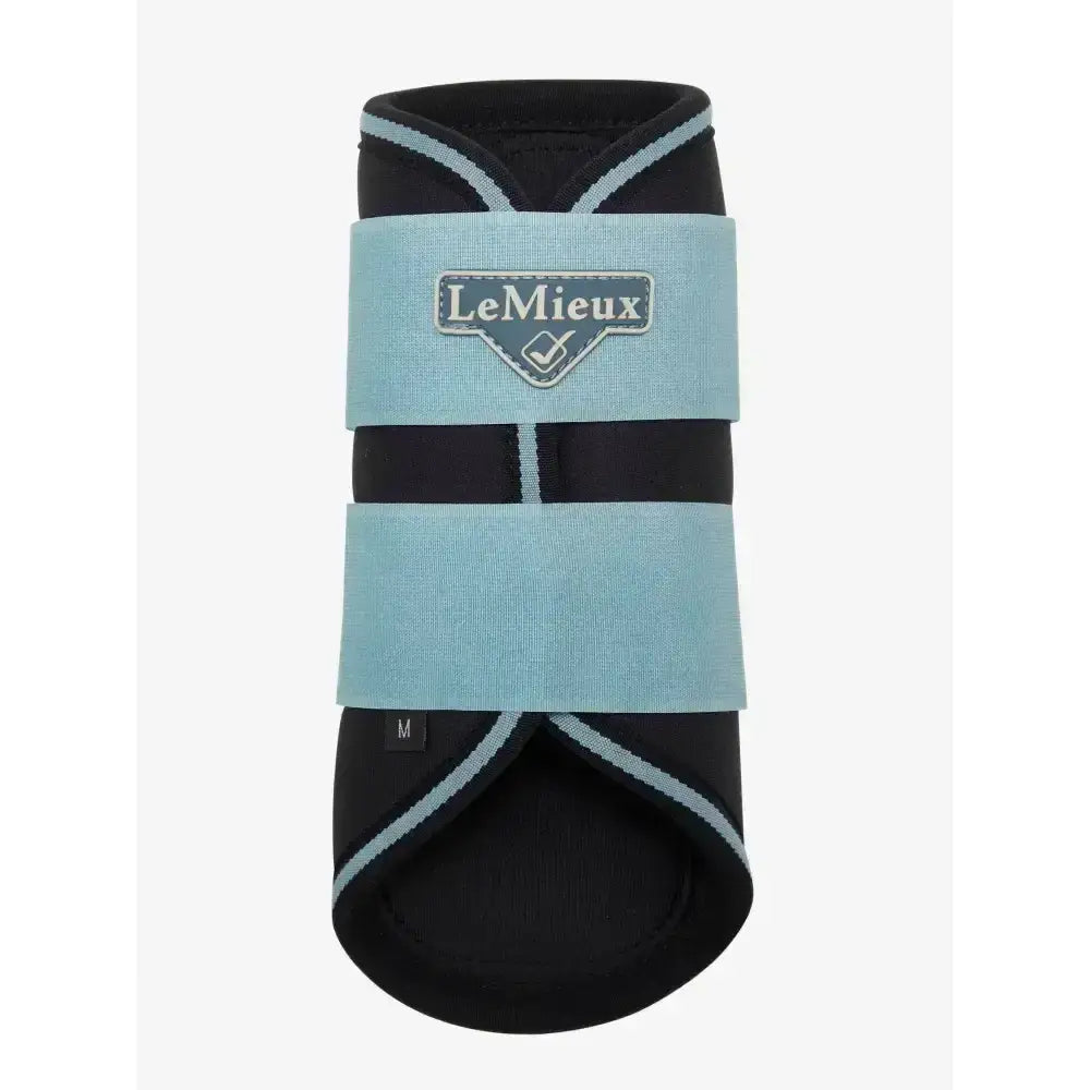Lemieux grafter boots glacier black and light blue horse hoof protector with elastic straps highly durable brushing boots