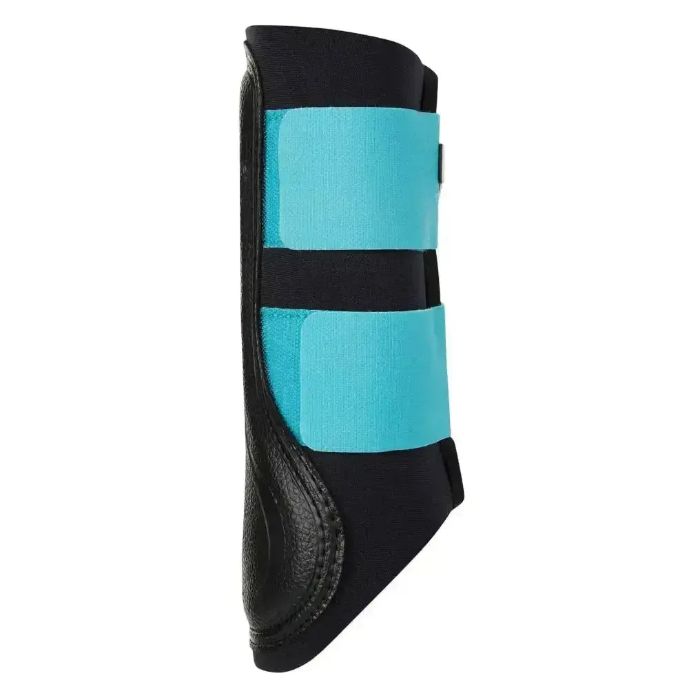 Black and turquoise lemieux grafter brushing boots azure with sleek padded design for horse hoof protection