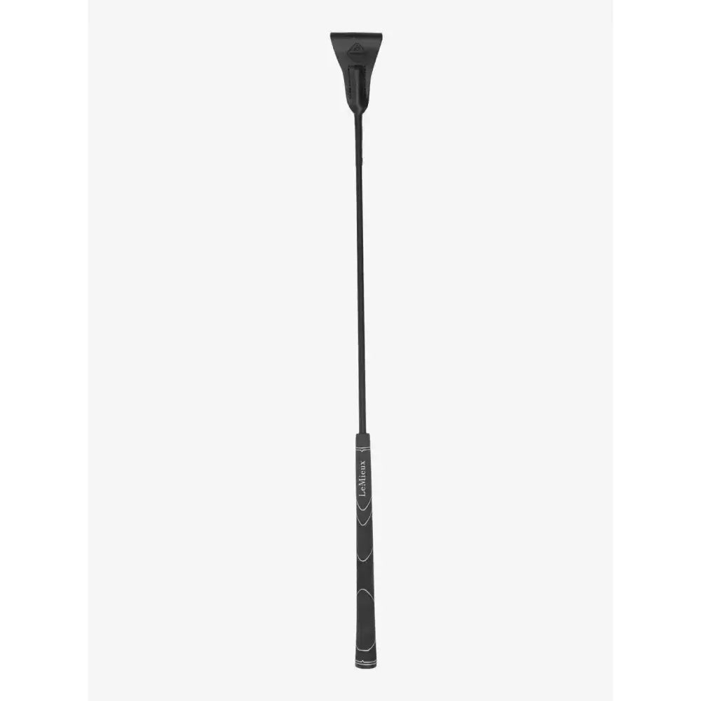 Black leather lemieux grip-tek jumping whip carbon with sleek tapered handle and subtle white branding