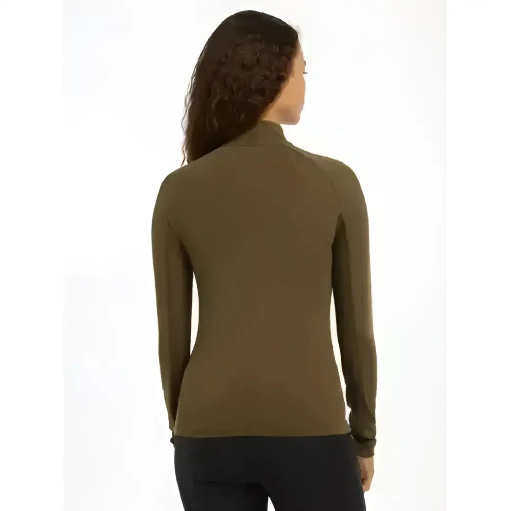 Olive green lemieux halle lightweight base layer alpine with long sleeves high collar and seamless design