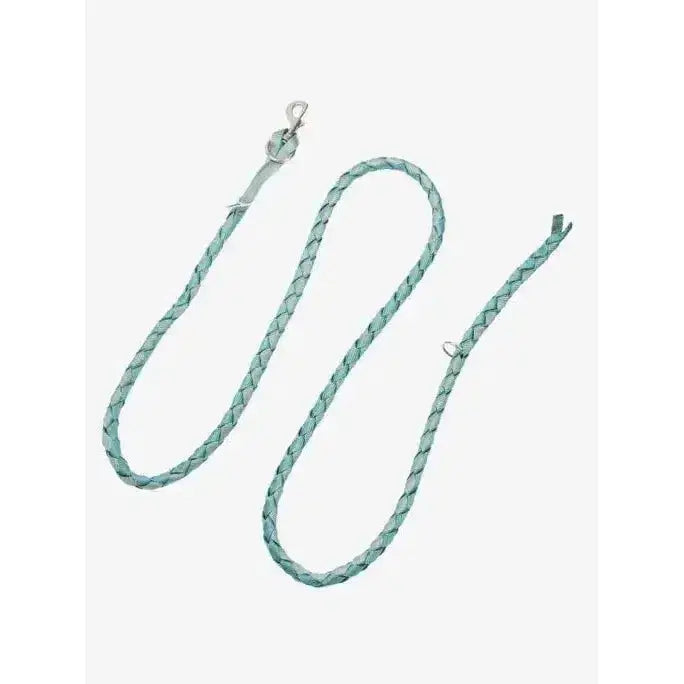 A braided mint green leather strap with silver metal clasp from lemieux harlequin leadrope aqua collection