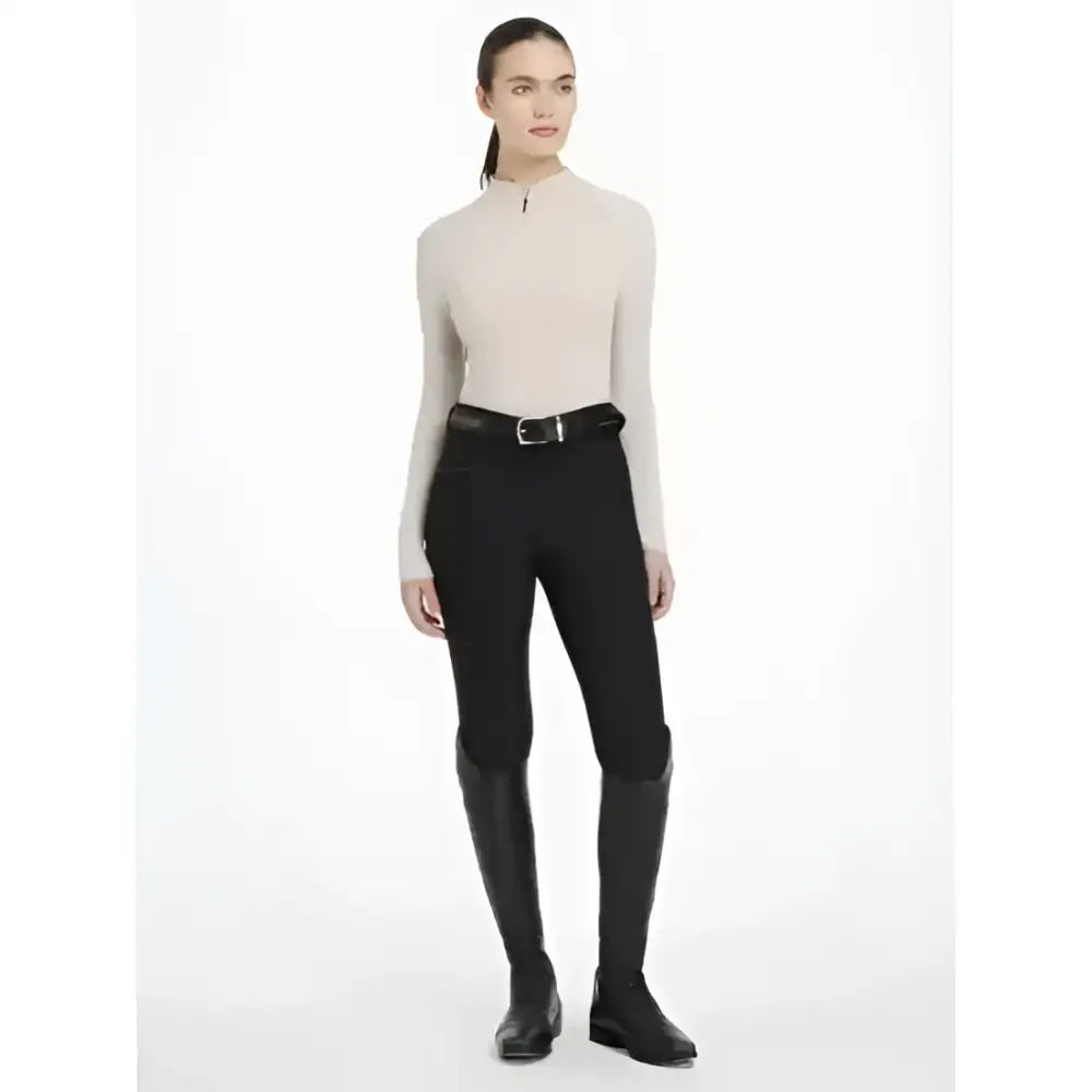 Black lemieux heyden lightweight riding pants with fitted silhouette and subtle elastic waistband base layer stone
