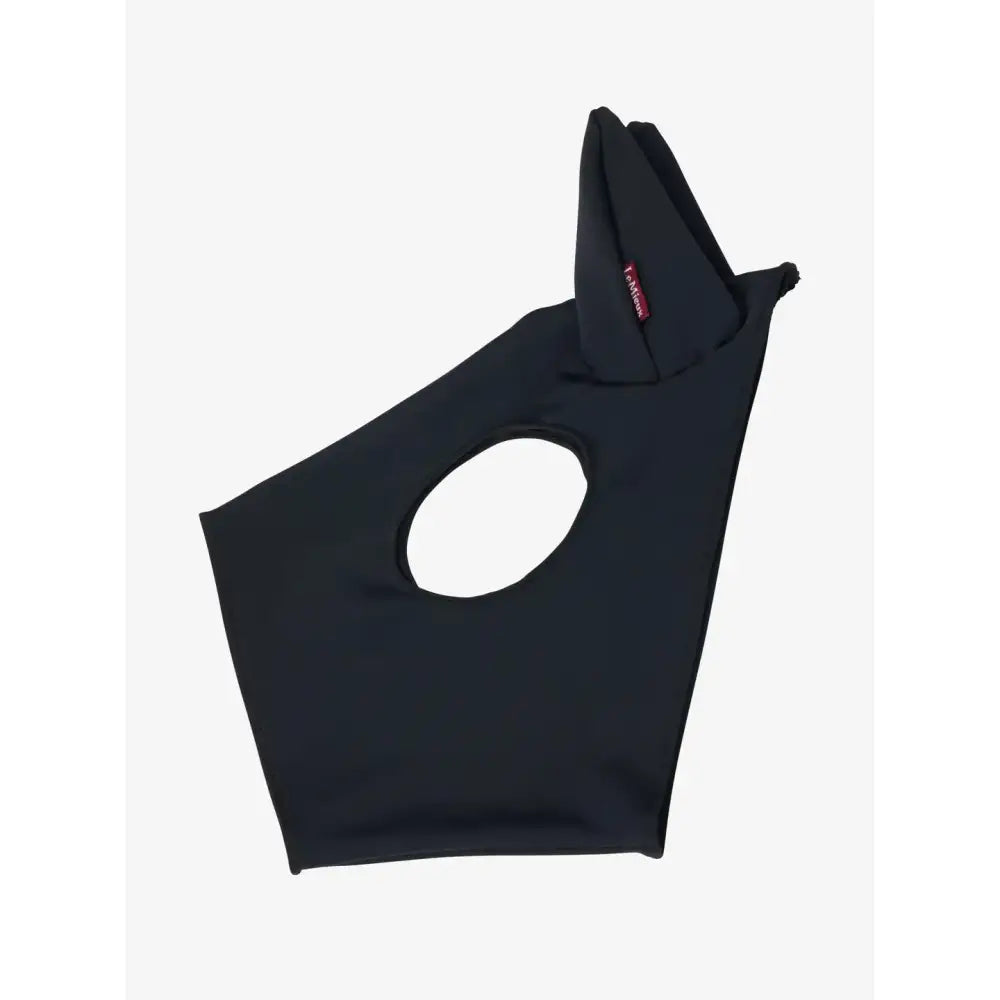 Black fabric tote bag with circular cutout and folded top from lemieux hobby horse stay calm mask collection